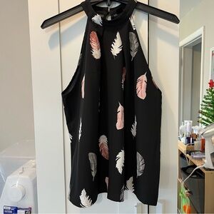 SHEIN Black Halter Neck Blouse with Pink Accents